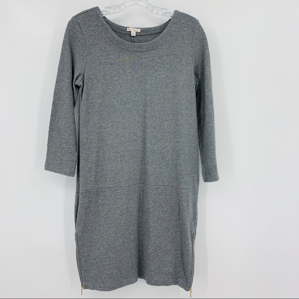 Gap Tunic Shift Dress Long Sleeve Cotton Gray Size S